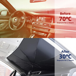 مظلة واقي شمس للسيارة – كبيرة وقابلة للطي Universal Car Windshield Sun Shade Umbrella – Foldable Large
