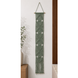 مكرمية مصنوعه من القطن قياس 20*105سم(اخضر فاتح) New Bohemian Tapestry Wall Art