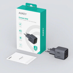 اوكي شاحن حائط كوميت بقوة 30 واط بتقنية الشحن السريعGaN Aukey Comet 30W PD Wall Charger with GaN Technology