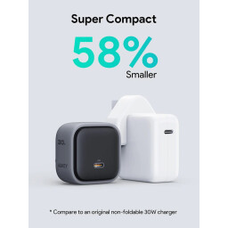 اوكي شاحن حائط كوميت فائق الصغر بقوة 30 واط بتقنية الشحن السريع GaN Aukey Comet 30W PD Wall Charger with GaN Technology