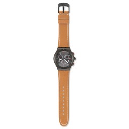 ساعة  رجالية كرونوغراف 43 ملم بسوار جلد Men's Chronograph Watch 43 mm Leather Strap