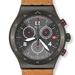 ساعة  رجالية كرونوغراف 43 ملم بسوار جلد Men's Chronograph Watch 43 mm Leather Strap