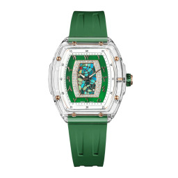 ساعة نسائية بحزام مطاطي أخضر 35 ملم Women Watches 35 mm