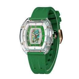 ساعة نسائية بحزام مطاطي أخضر 35 ملم Women Watches 35 mm
