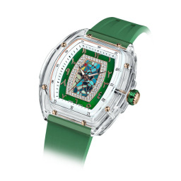 ساعة نسائية بحزام مطاطي أخضر 35 ملم Women Watches 35 mm