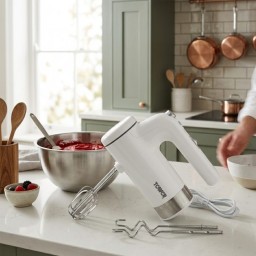 خلاط يدوي بقدرة 1200 دورة تصميم بريطاني لون ابيض electric hand blender
