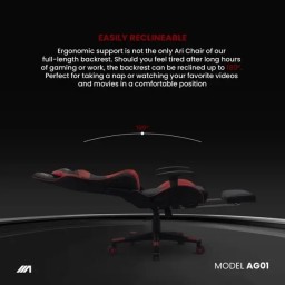 كرسي ألعاب ايه جي زيرو ون اسود و احمر + شريط إضاءة LED من AG RYUK بطول 5 أمتار (هدية) Gaming Chair AG01 Black & Red + AG RYUK LED Strip Light 5M (Gift)