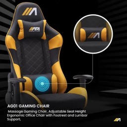 كرسي ألعاب ايه جي زيرو ون - اسود و اصفر + شريط إضاءة LED من AG RYUK بطول 5 أمتار (هدية) Gaming Chair AG01 - Black & Yellow + AG RYUK LED Strip Light 5M (Gift)