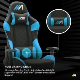 كرسي ألعاب ايه جي زيرو ون اسود و ازرق سماوي + شريط إضاءة LED من AG RYUK بطول 5 أمتار (هدية) Gaming Chair AG01 Black & Skyblue + AG RYUK LED Strip Light 5M (Gift)