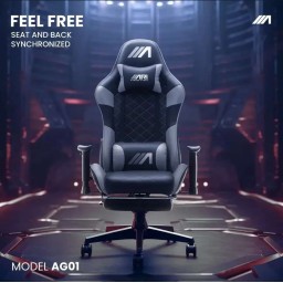 كرسي ألعاب ايه جي زيرو ون - اسود و رمادي + شريط إضاءة LED من AG RYUK بطول 5 أمتار (هدية) Gaming Chair AG01 - Black & Gray + AG RYUK LED Strip Light 5M (Gift)