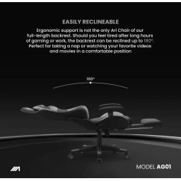 كرسي ألعاب ايه جي زيرو ون - اسود و رمادي + شريط إضاءة LED من AG RYUK بطول 5 أمتار (هدية) Gaming Chair AG01 - Black & Gray + AG RYUK LED Strip Light 5M (Gift)