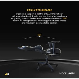 كرسي ألعاب ايه جي زيرو ون - اسود و ابيض + شريط إضاءة LED من AG RYUK بطول 5 أمتار (هدية) Gaming Chair AG01 - Black & White + AG RYUK LED Strip Light 5M (Gift)