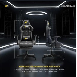 كرسي ألعاب ايه جي زيرو ون - اسود + شريط إضاءة LED من AG RYUK بطول 5 أمتار (هدية) Gaming Chair AG01 - Black + AG RYUK LED Strip Light 5M (Gift)