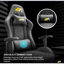كرسي ألعاب ايه جي زيرو ون - اسود + شريط إضاءة LED من AG RYUK بطول 5 أمتار (هدية) Gaming Chair AG01 - Black + AG RYUK LED Strip Light 5M (Gift)