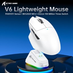 ماوس الألعاب ATTACK SHARK V6 فائق الخفة ثلاثي الأوضاع ATTACK SHARK V6 Ultra-Light Tri-Mode Gaming Mouse