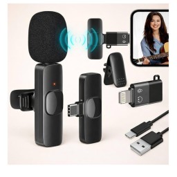 نك مايك K8 بمنفذين تايبسي / لايتنك k8 wireless microphone