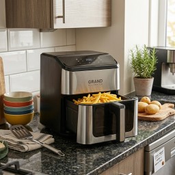 قلاية هوائية 8 لتر احترافية ستانلس ستيل بتحكم لمس air fryer