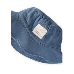 قبعة فيدورا موسلين عضوية للأطفال 2-8 سنوات - أزرق نيلي Organic Muslin Fedora Hat for Kids 2-8 Years - Indigo Blue