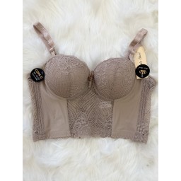 حمالة صدر سفنجة وعظم كيبور طويل دعم كامل Moda Clavel Padded Underwire Longline Bra - Full Support