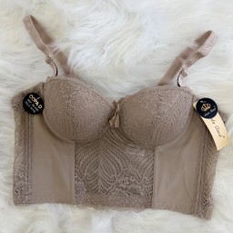 حمالة صدر سفنجة وعظم كيبور طويل دعم كامل Moda Clavel Padded Underwire Longline Bra - Full Support