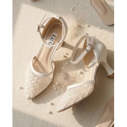 حذاء زفاف لوسين من ليلو بدبان طبي - كعب متوسط 5 سم Lilo Lucine Comfort Bridal Heels - 5cm Mid Heel