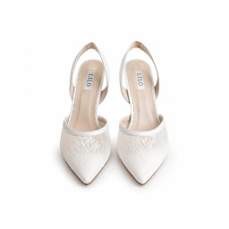 حذاء زفاف خشادو من ليلو بالدانتيل الفرنسي والدبان الطبي - كعب 10 سم LILO Hasadu French Lace Bridal Shoes - 10 cm