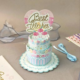 بطاقة معايدة ثلاثية الأبعاد بتصميم كيكة 3D Cake Greeting Card