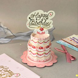 بطاقة معايدة ثلاثية الأبعاد بتصميم كيكة 3D Cake Greeting Card