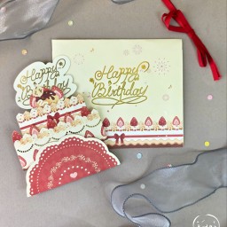 بطاقة معايدة ثلاثية الأبعاد بتصميم كيكة 3D Cake Greeting Card