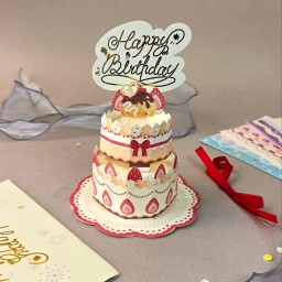 بطاقة معايدة ثلاثية الأبعاد بتصميم كيكة 3D Cake Greeting Card