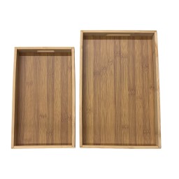 طقم صواني تقديم من الخيزران الطبيعي – قطعتين بمقاسين  فاخرة Natural bamboo serving tray set – 2 pieces in two luxurious sizes
