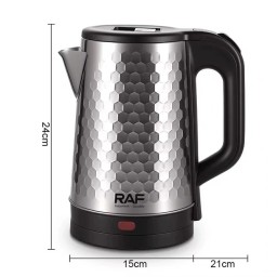 غلاية كهربائية ستانلس ستيل سعة 2 لتر بقوة 1500 واط وقاعدة 360 Electric Stainless Steel Kettle 2L 1500W with 360° Rotating Base