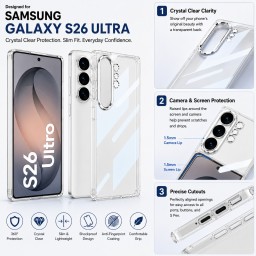 كفر سامسونج كلاكسي أس 26 ألترا أكريليك شفاف Samsung Galaxy S26 Ultra Clear Acrylic Case