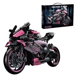 مجسم دراجة نارية رياضية من الليغو بتصميم ميكانيكي – اللون الوردي Mechanical Sport Motorcycle Building Blocks Pink