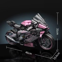 مجسم دراجة نارية رياضية من الليغو بتصميم ميكانيكي – اللون الوردي Mechanical Sport Motorcycle Building Blocks Pink