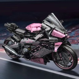 مجسم دراجة نارية رياضية من الليغو بتصميم ميكانيكي – اللون الوردي Mechanical Sport Motorcycle Building Blocks Pink