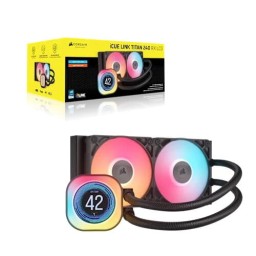 كورسيرiCUE Link Titan 240 RX LCD مبرد سائل لوحدة المعالجة المركزية، شاشة LCD، حجم 240 مم Corsair iCUE Link Titan 240 RX LCD Liquid CPU Cooler, 240mm AIO, Low Noise - Black