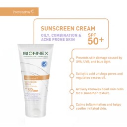 بايونكس واقي شمس كريم SPF50+للبشرة الدهنية والمعرضة لحب الشباب 50مل Bionnex Preventiva Sunscreen Cream SPF+50 Oily and Combination Acne-Prone Skin 50 ml