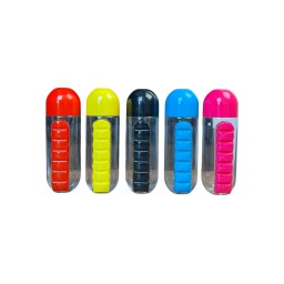 مطارة ماء ذكية 2 في 1 مع منظم حبوب وفيتامينات أسبوعي لـ 7 أيام وخامة Tritan آمنة Smart 2-in-1 Water Bottle with Weekly 7-Day Pill & Vitamin Organizer – BPA-Free Tritan