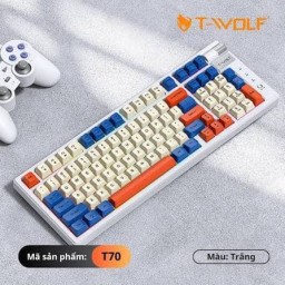 كيبورد ألعاب ميكانيكي تي-وولف  T70 بـ 97 مفتاح ثلاثي الأوضاع – أبيض T-WOLF T70 Mechanical Gaming Keyboard - 97 Keys - Tri Mode - White
