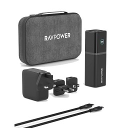 كومبو الشحن من راف بور بقدرة 140 واط RAVPower RP-PB1243 140W USB-C Power Bank & Charger Combo | Ultra-Fast Travel Charging Solution