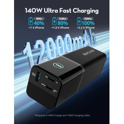 كومبو الشحن من راف بور بقدرة 140 واط RAVPower RP-PB1243 140W USB-C Power Bank & Charger Combo | Ultra-Fast Travel Charging Solution