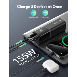 بور بنك من راف بور بقدرة 140 واط مع سعة 12 الف ملي امبير RAVPOWER RP-PB1242 PD 12000mAh POWER BANK 140W