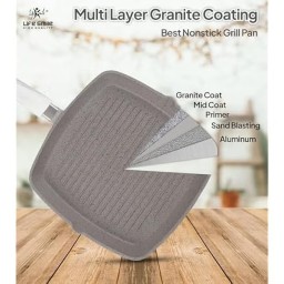 مقلاة شواء غير لاصقة من لايف سمايل مع غطاء زجاجي - آمنة للاستخدام في الفرن - قياس 24 Cooking pan from Life smile - 24