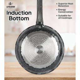 طقم مقالي (طاوات) 3 قطع من الغرانيت الصحي مانع للالتصاق بتصميم حجري مميز Cooking pan set from Life Smile