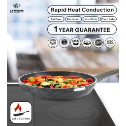 طقم مقالي (طاوات) 3 قطع من الغرانيت الصحي مانع للالتصاق بتصميم حجري مميز Cooking pan set from Life Smile