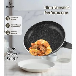 طقم مقالي (طاوات) 3 قطع من الغرانيت الصحي مانع للالتصاق بتصميم حجري مميز Cooking pan set from Life Smile