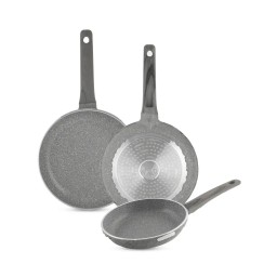 طقم مقالي (طاوات) 3 قطع من الغرانيت الصحي مانع للالتصاق بتصميم حجري مميز Cooking pan set from Life Smile