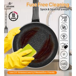 طقم مقالي (طاوات) 3 قطع من الغرانيت الصحي مانع للالتصاق بتصميم حجري مميز Cooking pan set from Life Smile