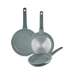 طقم مقالي (طاوات) 3 قطع من الغرانيت الصحي مانع للالتصاق بتصميم حجري مميز Cooking pan set from Life Smile